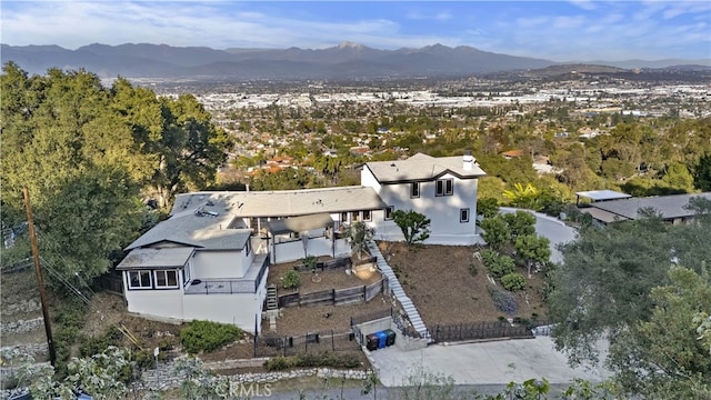 bird's eye view with a mountain view