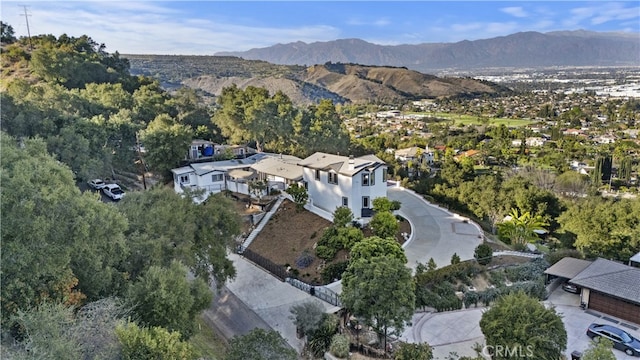 aerial view with a mountain view