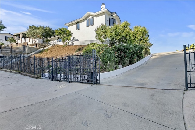 exterior space with a fenced front yard