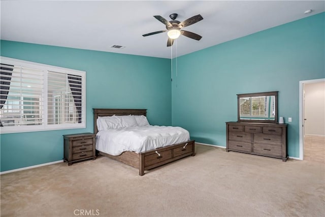 40467 Tiger Way, Palmdale, CA 93551 - carpeted bedroom featuring baseboards, visible vents, and ceiling fan