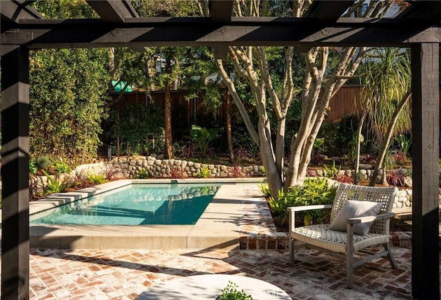 view of swimming pool with a patio, a fenced backyard, and a fenced in pool