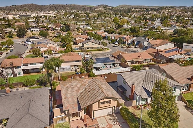 aerial view with a residential view and a mountain view