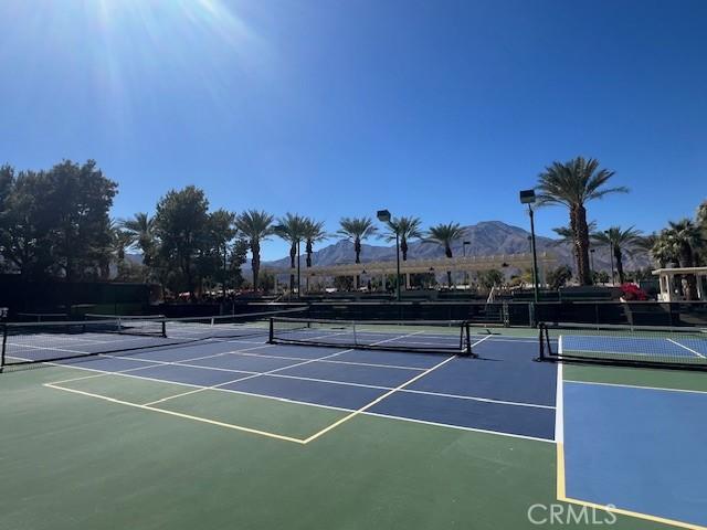 60310 Desert Rose Dr, La Quinta, CA 92253 - view of tennis court featuring a mountain view