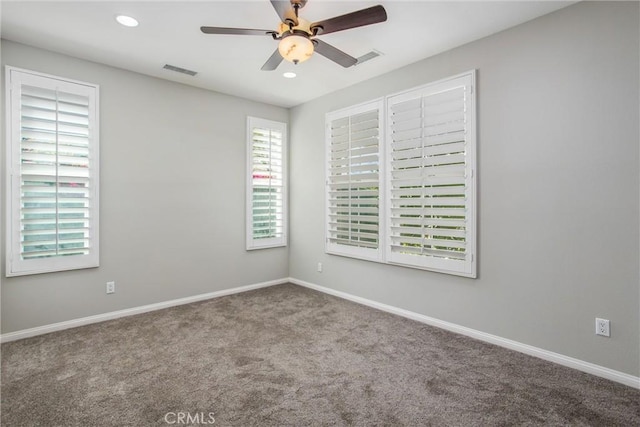 60310 Desert Rose Dr, La Quinta, CA 92253 - spare room featuring carpet floors, ceiling fan, baseboards, and recessed lighting