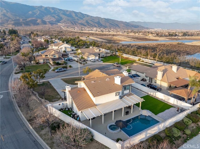 14201 Ross Ct, Rancho Cucamonga, CA 91739 - aerial perspective of suburban area featuring a pool area and a water and mountain view