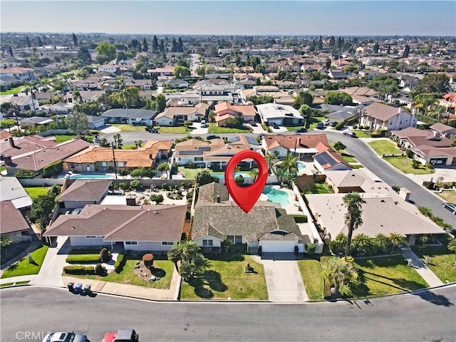 aerial view featuring a residential view