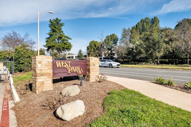view of community sign