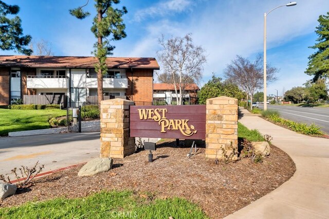 view of community sign