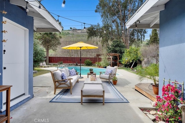 view of patio / terrace featuring an outdoor living space