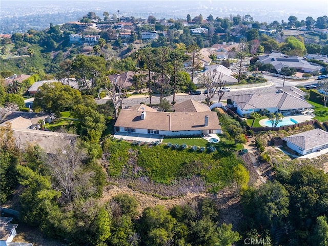 birds eye view of property with a residential view