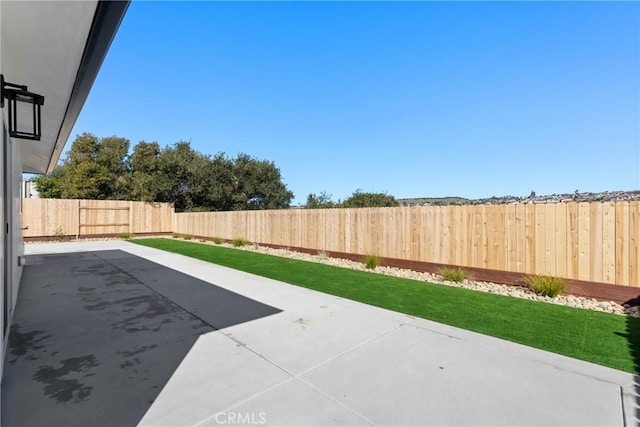 view of yard with a patio and a fenced backyard