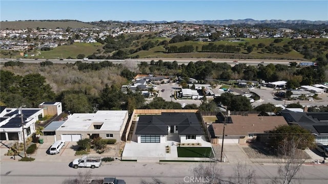 bird's eye view featuring a residential view and a mountain view