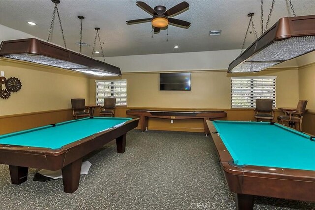 40292 Corte Delfin, Murrieta, CA 92562 - rec room with billiards, a wealth of natural light, and a textured ceiling