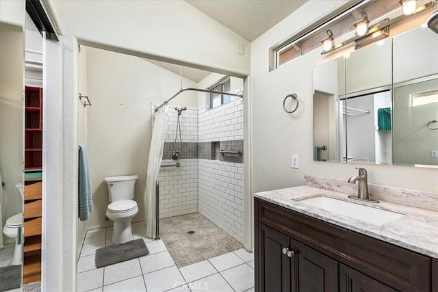 40292 Corte Delfin, Murrieta, CA 92562 - bathroom with tile patterned floors, a shower stall, toilet, and vanity