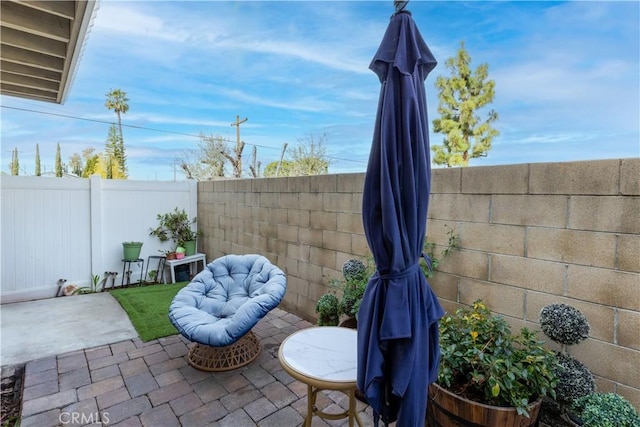 view of patio / terrace featuring a fenced backyard