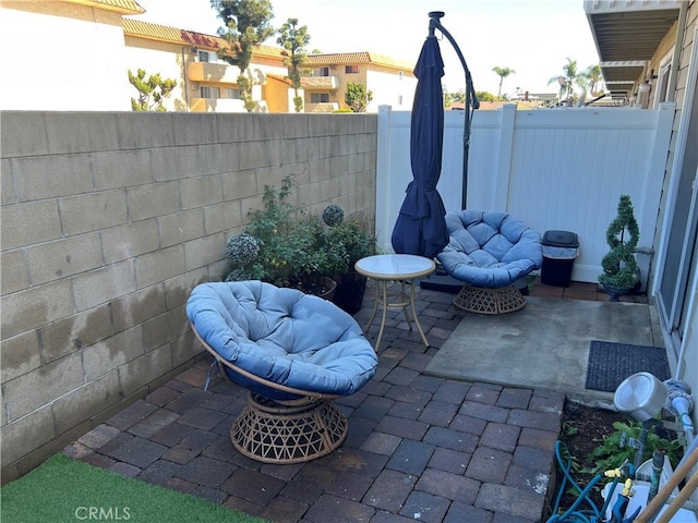 view of patio featuring a fenced backyard
