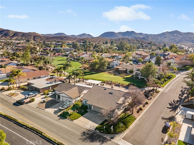 birds eye view of property featuring a residential view and a mountain view