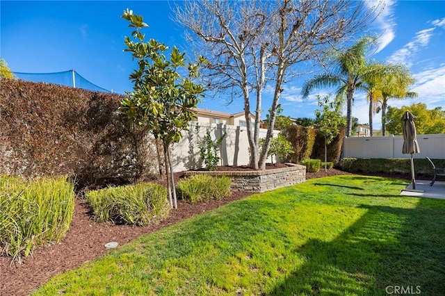 view of yard featuring a fenced backyard