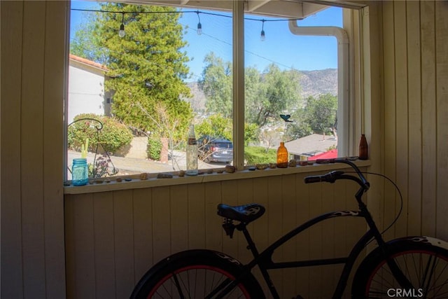 exterior details featuring a mountain view