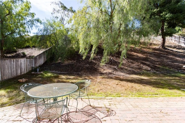 view of patio / terrace featuring outdoor dining space and fence