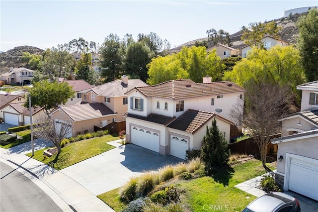 birds eye view of property with a residential view