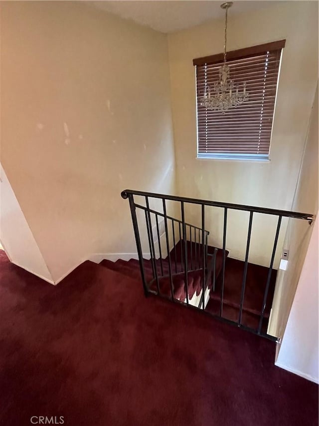 3570 Gettysburg Dr, Riverside, CA 92503 - staircase featuring a chandelier and carpet