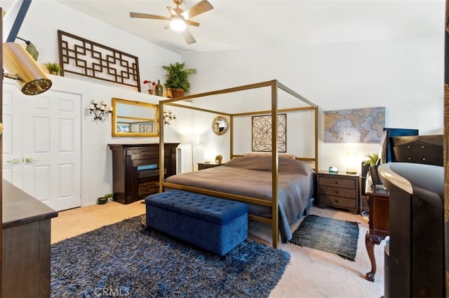 68820 San Felipe Rd, Cathedral City, CA 92234 - bedroom featuring carpet, vaulted ceiling, and a fireplace