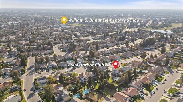 bird's eye view with a residential view