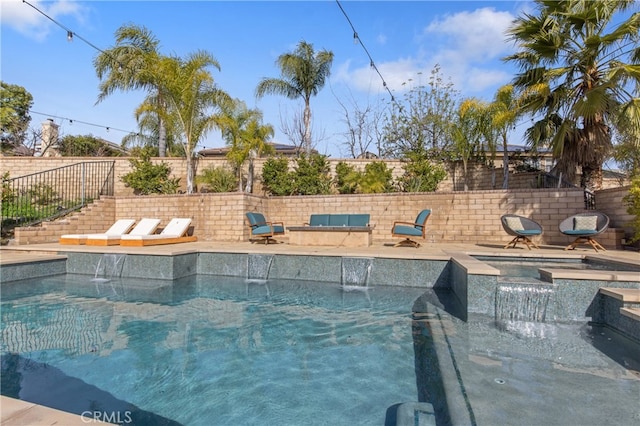 view of swimming pool with a fenced in pool and a fenced backyard