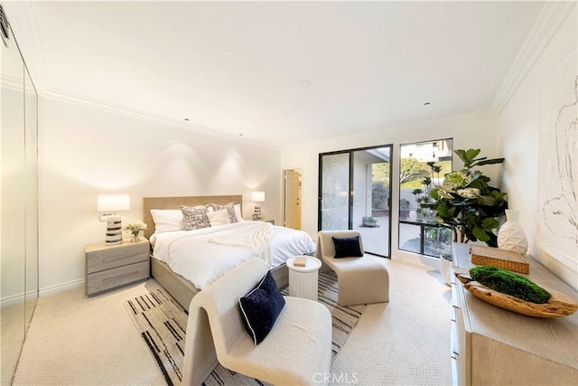 11 Montpellier, Newport Beach, CA 92660 - bedroom featuring carpet floors, access to exterior, and crown molding