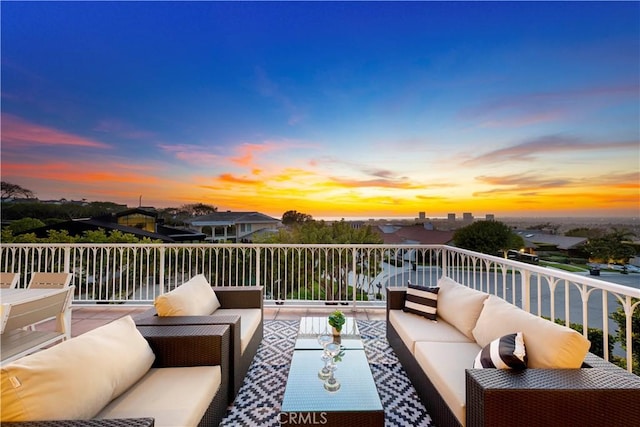 wooden deck featuring an outdoor living space