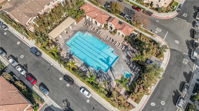 aerial view with a residential view