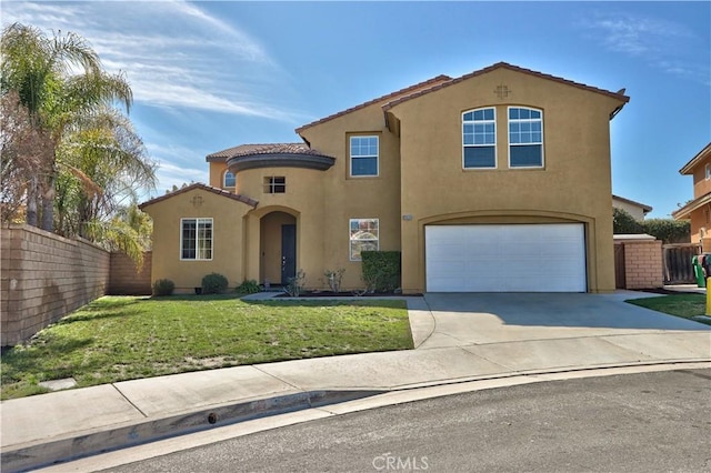 23531 Hobart Ct, Murrieta, CA 92562 - mediterranean / spanish-style house featuring a garage, stucco siding, driveway, and a tiled roof