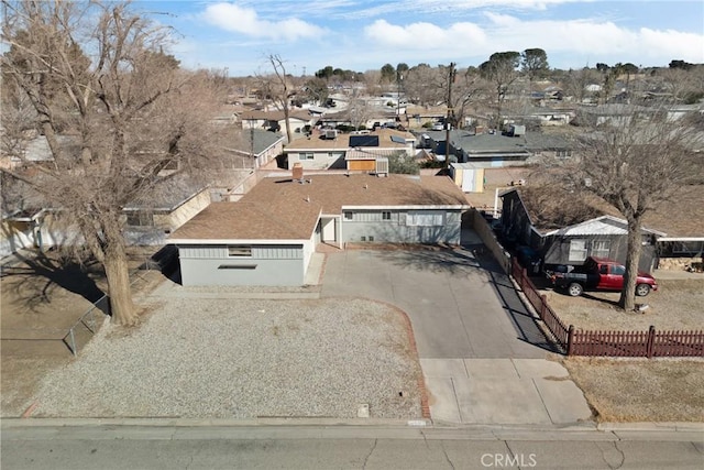 aerial view with a residential view