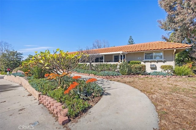 view of front of home featuring a tile roof and stucco siding