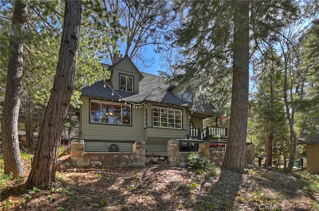 177 Joaquin Miller Rd, Lake Arrowhead, CA 92352 - rear view of property featuring a shingled roof