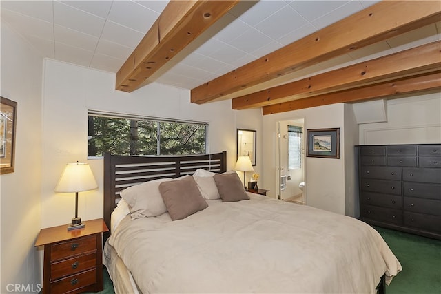 177 Joaquin Miller Rd, Lake Arrowhead, CA 92352 - carpeted bedroom featuring beam ceiling