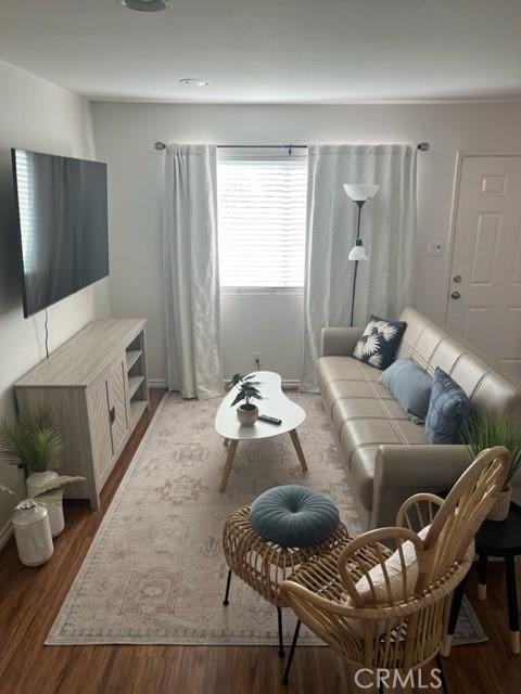 living area with wood finished floors