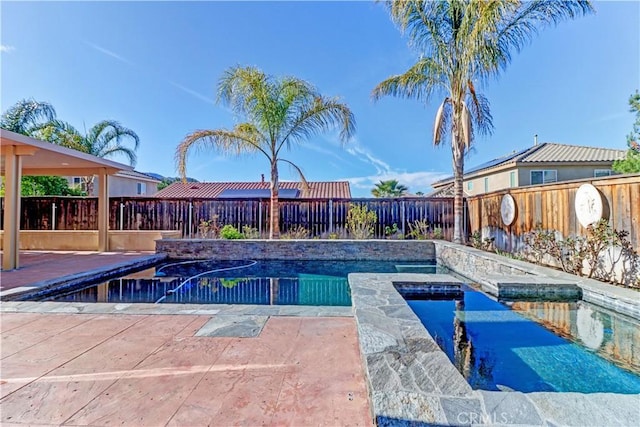 view of swimming pool with a fenced in pool and a fenced backyard