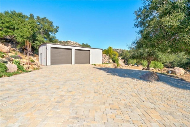 view of detached garage