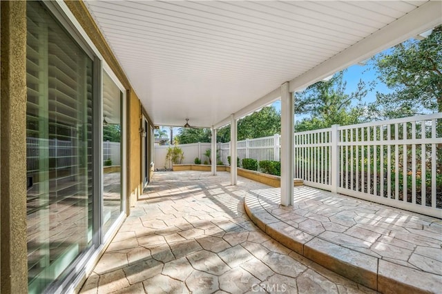 view of patio featuring a fenced backyard