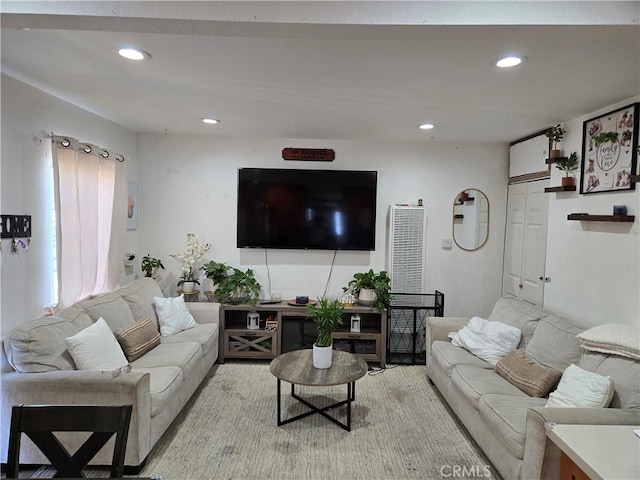 living area with recessed lighting