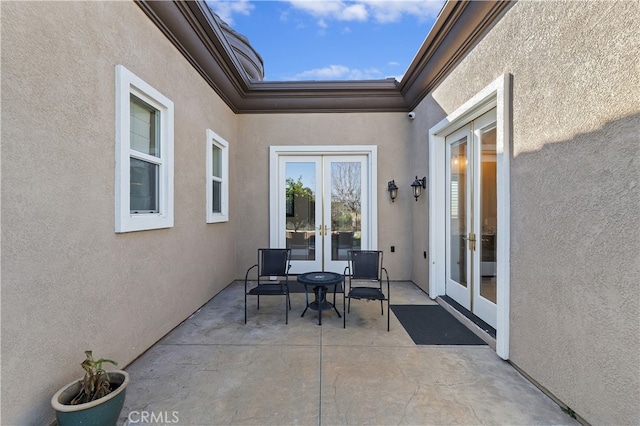 view of patio / terrace featuring french doors