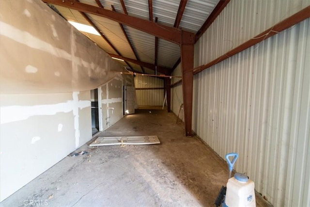 garage featuring metal wall