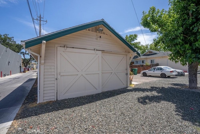 view of detached garage