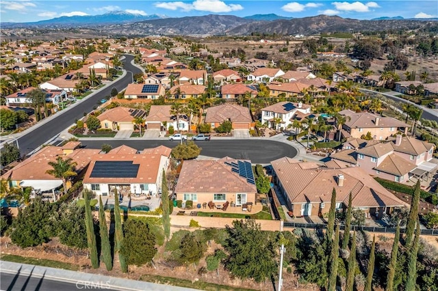 bird's eye view with a mountain view and a residential view