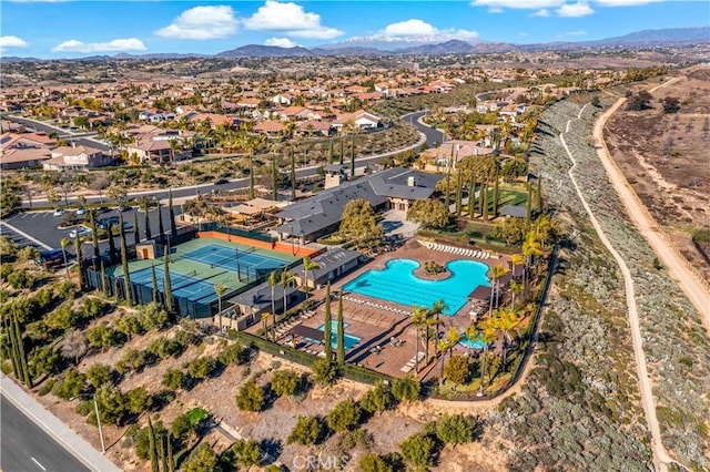 bird's eye view with a residential view and a mountain view