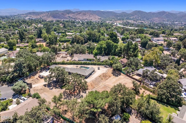 bird's eye view with a mountain view