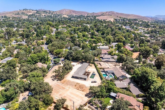 birds eye view of property with a mountain view