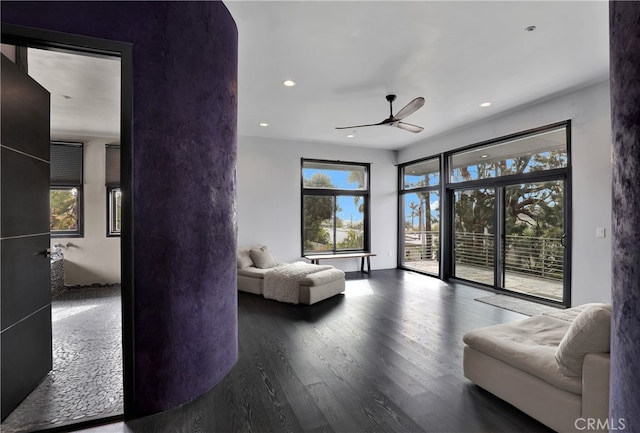 205 Esplanade, San Clemente, CA 92672 - living area with ceiling fan, wood finished floors, and recessed lighting
